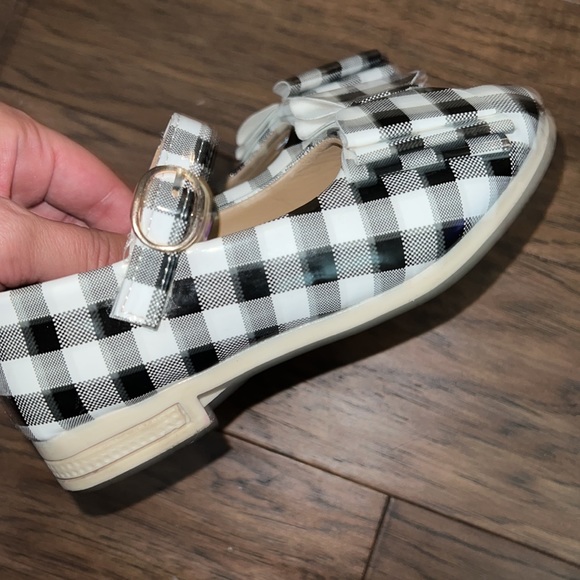 Black and white plaid bow shoes - Picture 3 of 6